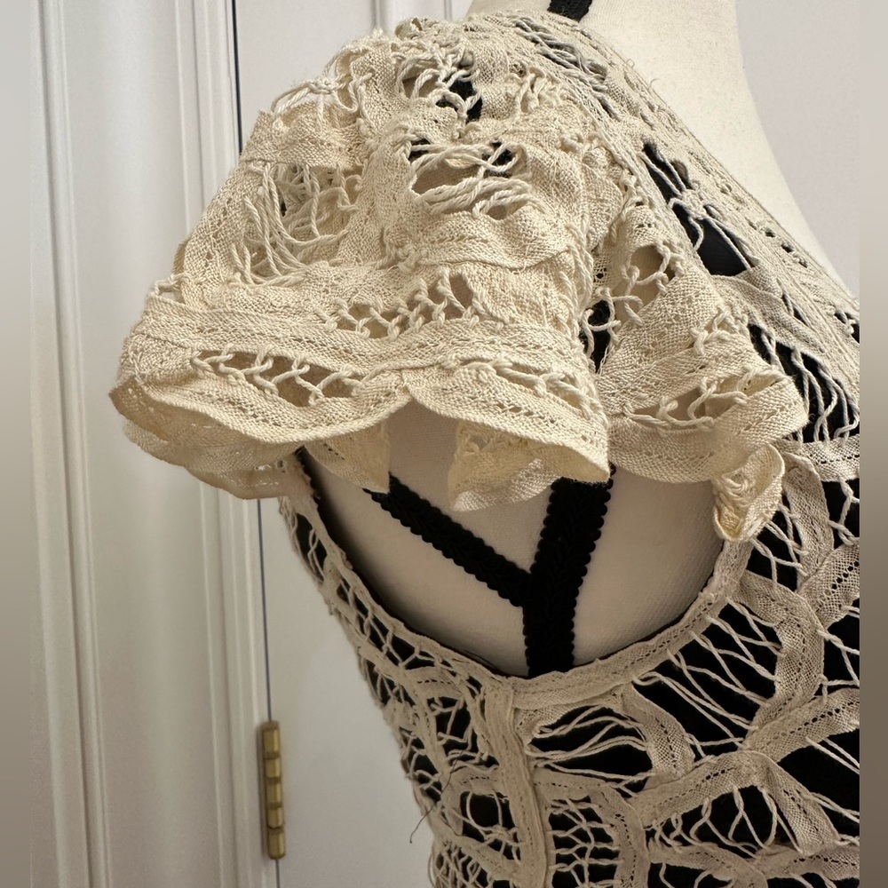 Betsy Johnson Vintage Y2K 100% Silk 100% Cotton Scalloped Crochet Dress (Size 4) - Picture 7 of 12